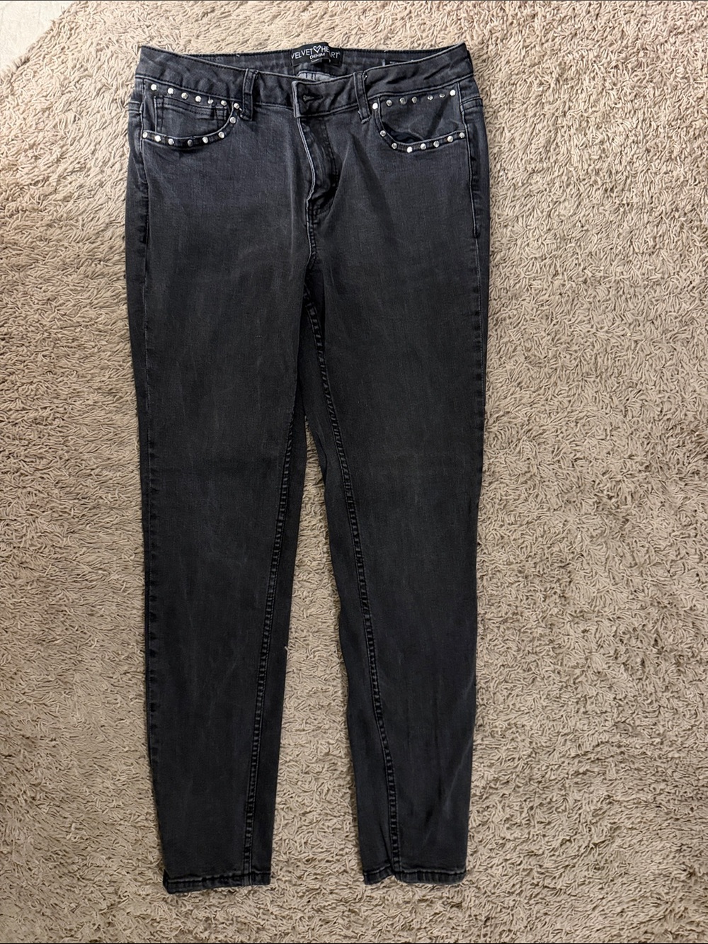 Velvet Heart Black Skinny Jeans with Studded Pockets